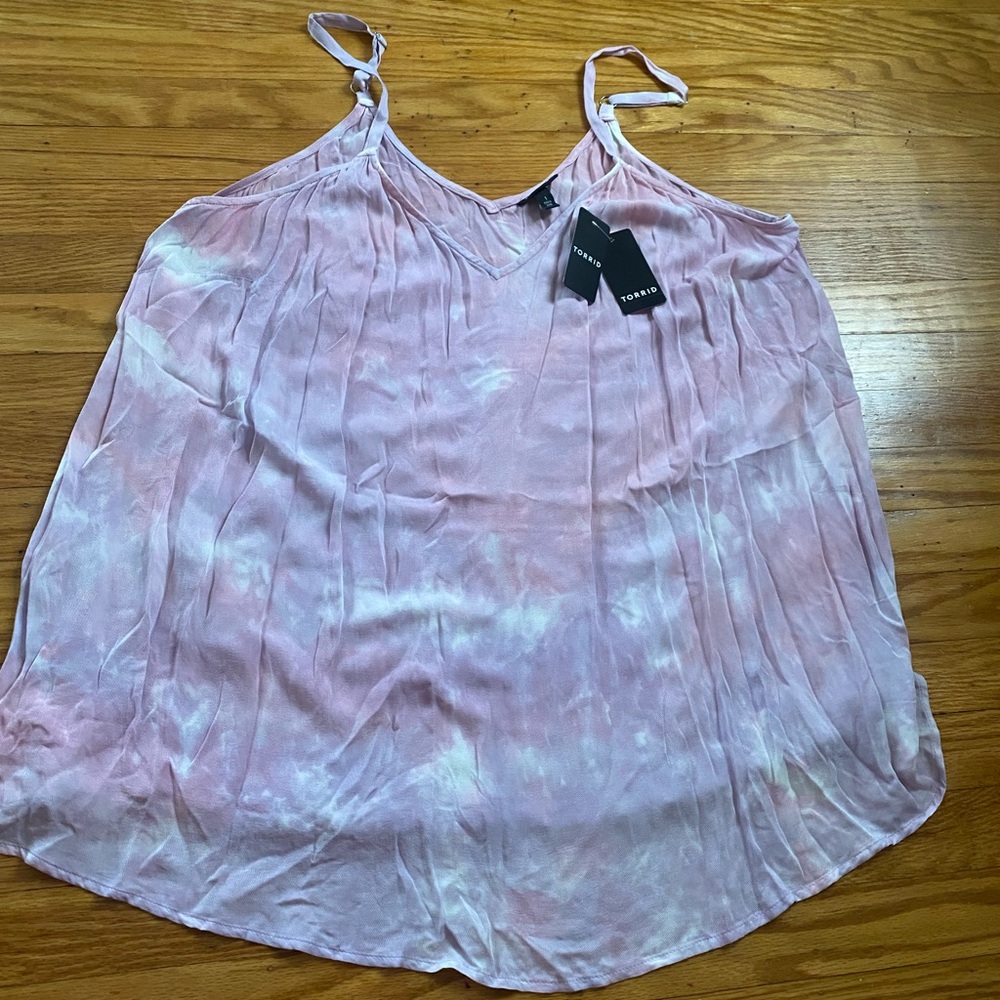 Torrid Pink and White tie dye Camisole tank top women’s sz 1x bew - Picture 2 of 11